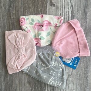 Gerber Baby Girls' Pink and Gray Caps Set